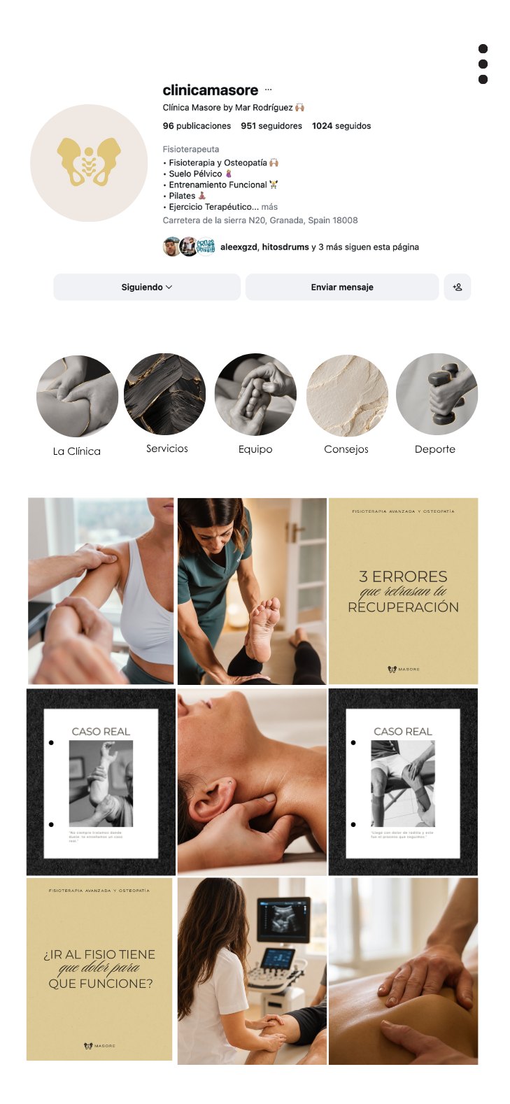 Feed de Instagram de Clínica Masore gestionado por Oneh Social Media